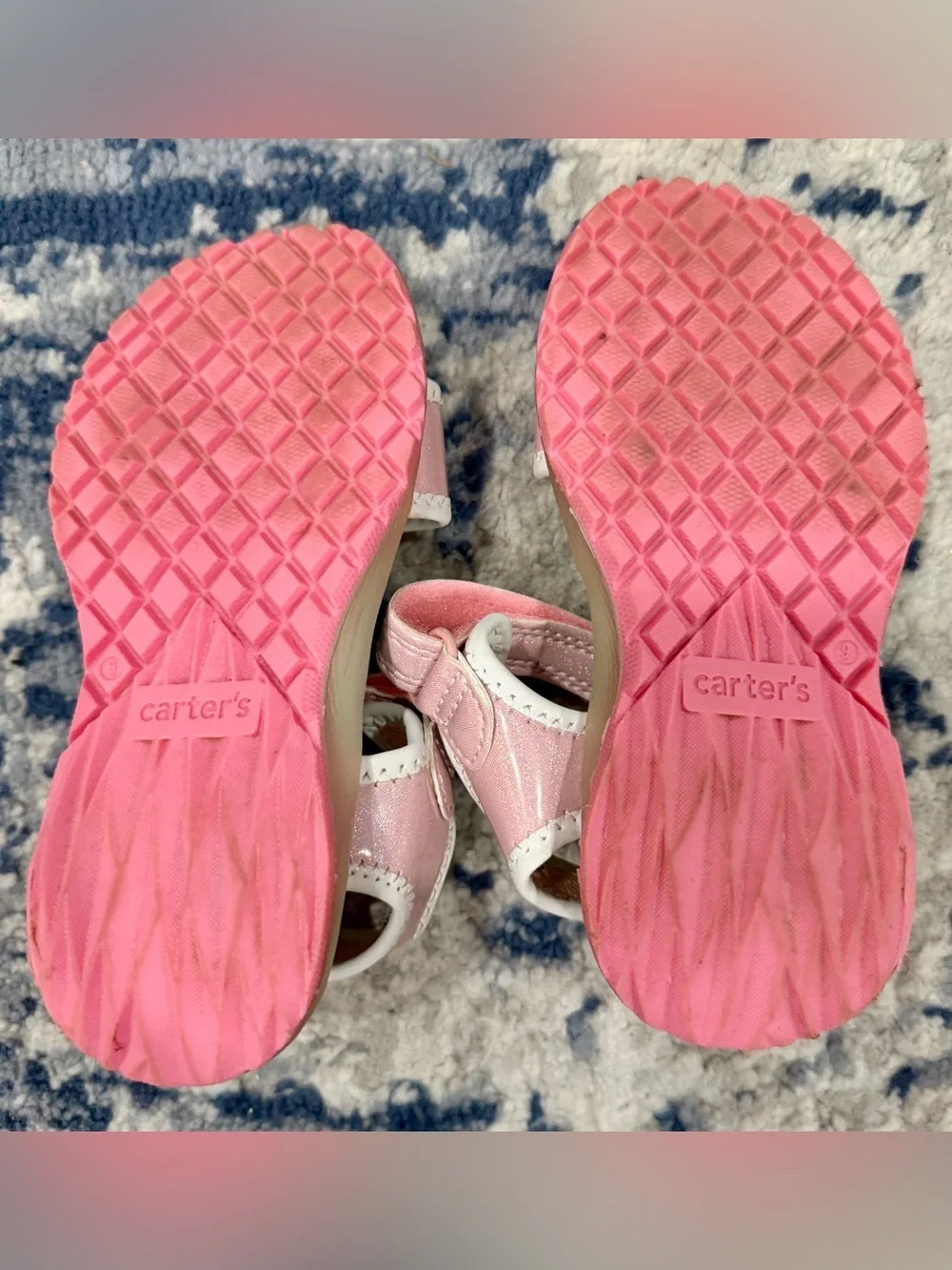 Carter's Pink Sandals with Rainbow & Smiley Charms